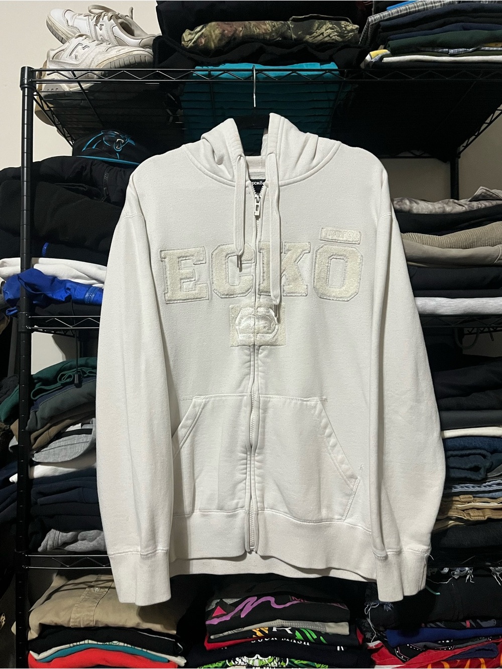Ecko Unlimited White Full-Zip Hooded Sweatshirt